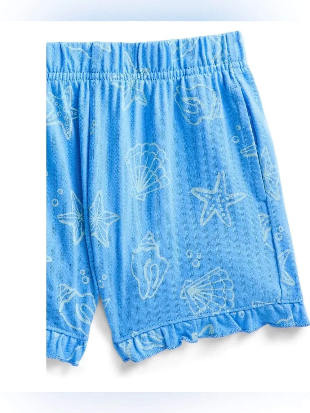 NWT Wonder Nation Girls 2-Piece Trapeze Top & Shorts Set Blue Seashell Size 5
